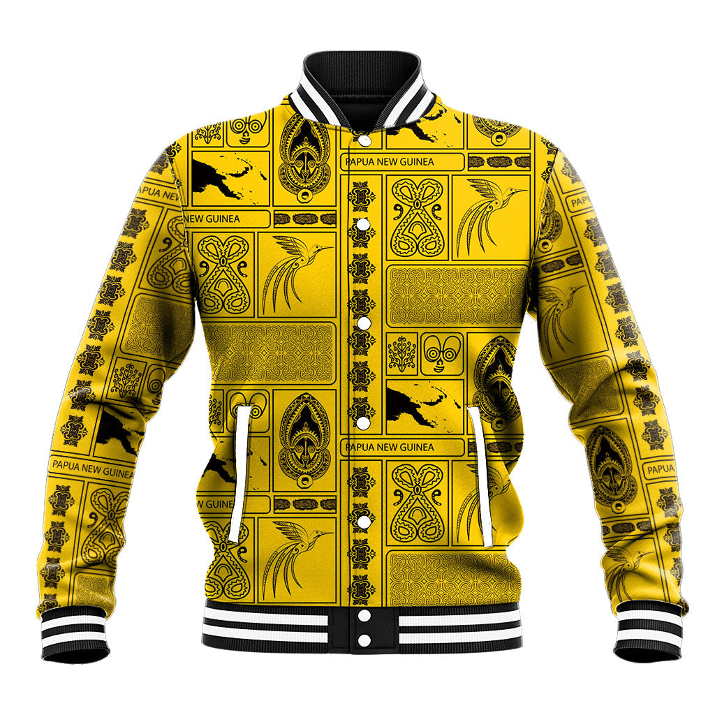 Papua New Guinea Heritage Motif Baseball Jacket Yellow Version