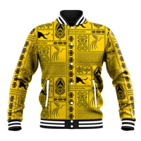 Papua New Guinea Heritage Motif Baseball Jacket Yellow Version