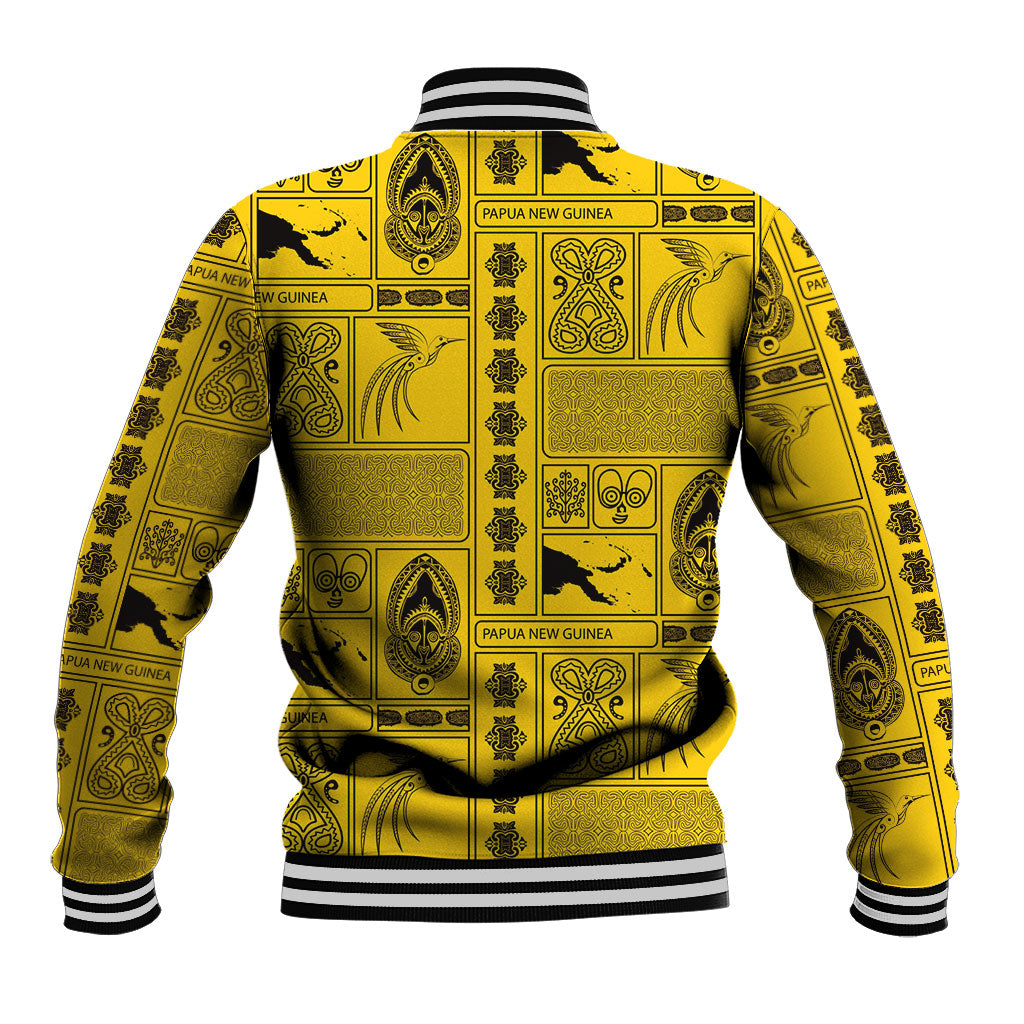 Papua New Guinea Heritage Motif Baseball Jacket Yellow Version