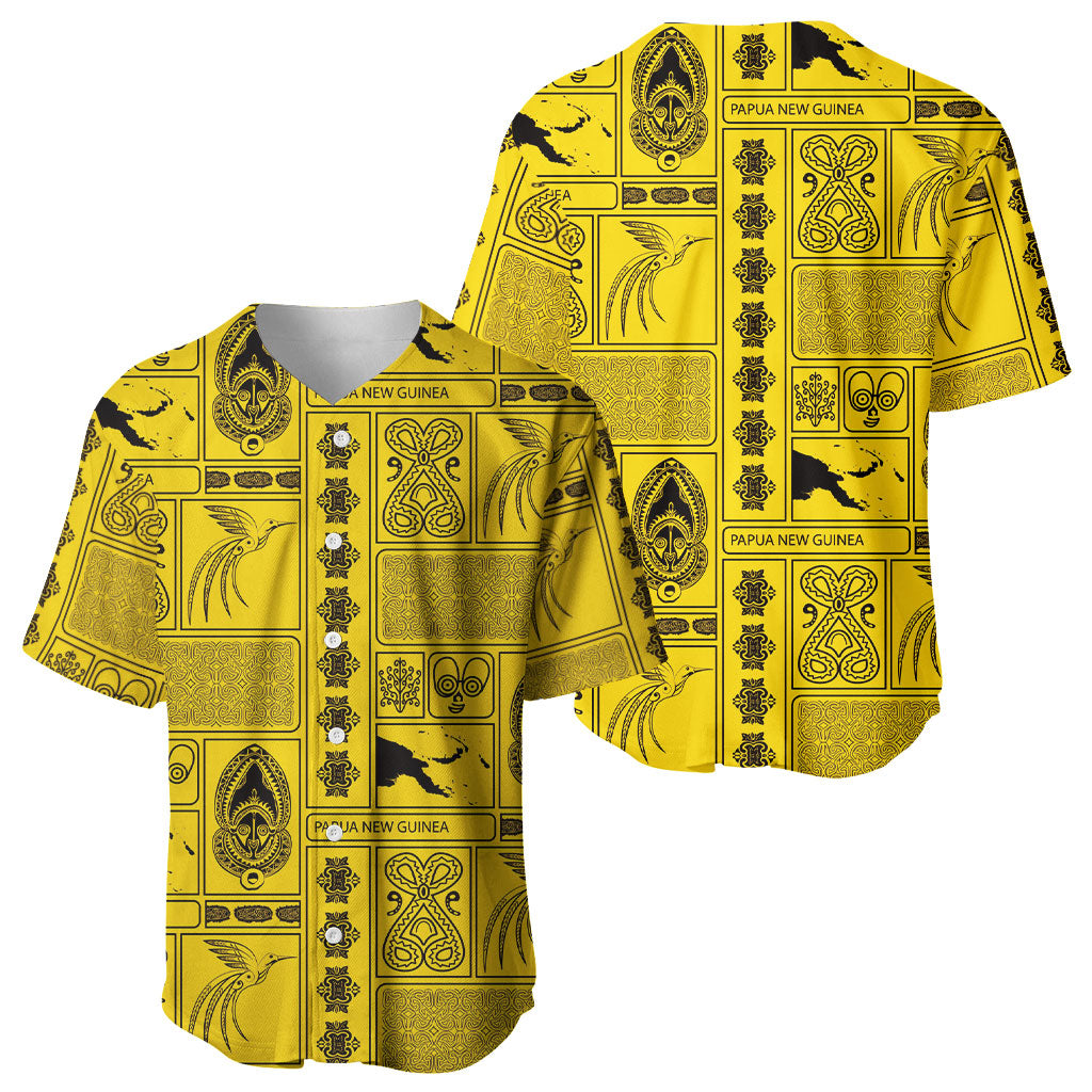 Papua New Guinea Heritage Motif Baseball Jersey Yellow Version
