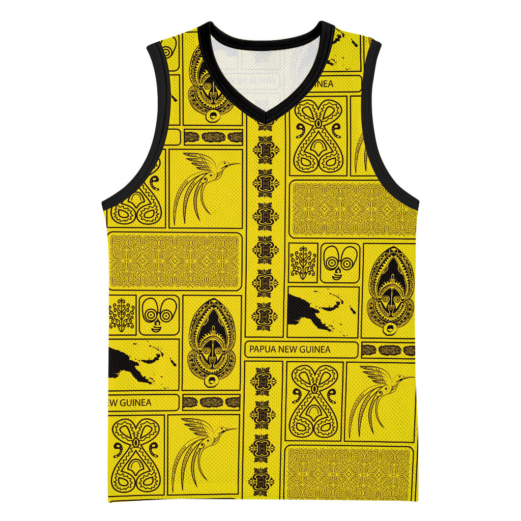 Papua New Guinea Heritage Motif Basketball Jersey Yellow Version