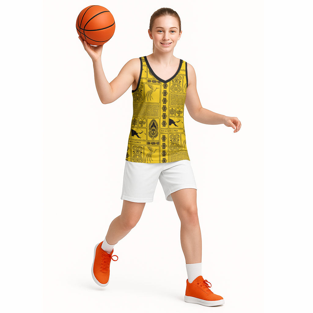 Papua New Guinea Heritage Motif Basketball Jersey Yellow Version