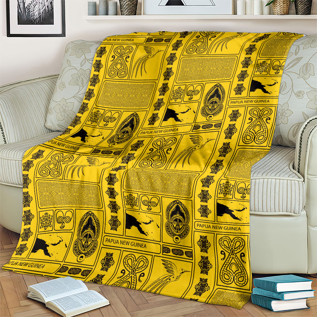 Papua New Guinea Heritage Motif Blanket Yellow Version