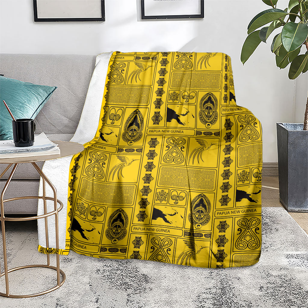 Papua New Guinea Heritage Motif Blanket Yellow Version