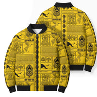 Papua New Guinea Heritage Motif Bomber Puffer Jacket Yellow Version