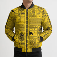 Papua New Guinea Heritage Motif Bomber Puffer Jacket Yellow Version