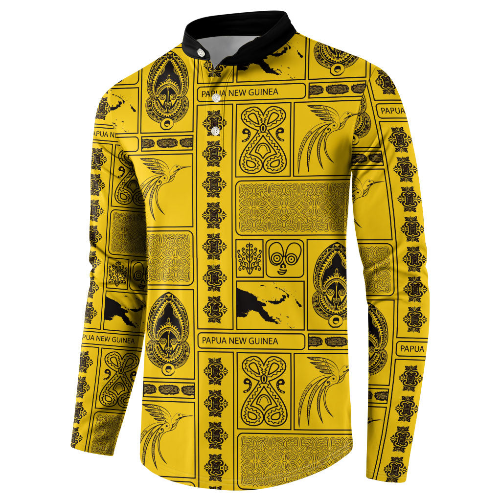 Papua New Guinea Heritage Motif Button Sweatshirt Yellow Version