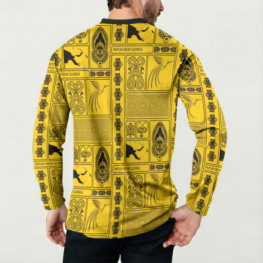 Papua New Guinea Heritage Motif Button Sweatshirt Yellow Version