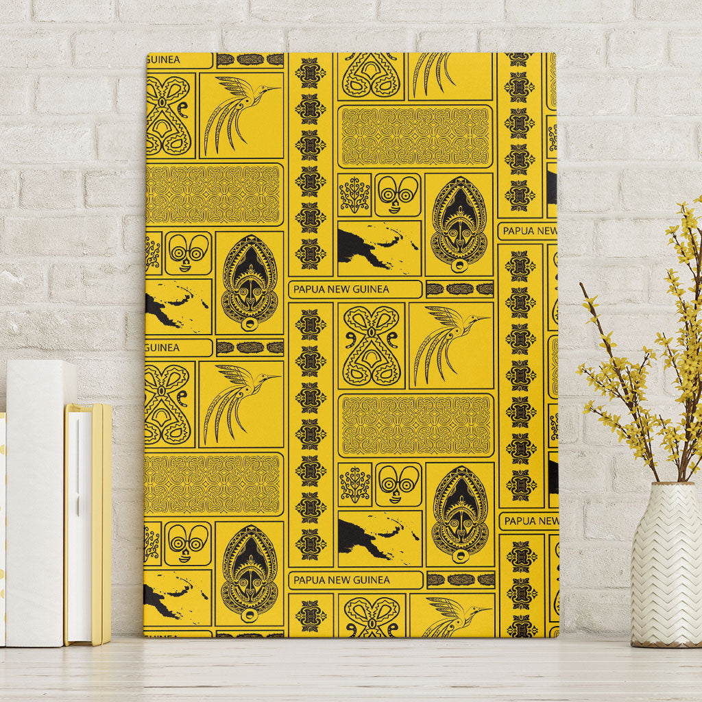 Papua New Guinea Heritage Motif Canvas Wall Art Yellow Version LT05 Without Frame Yellow - Polynesian Pride