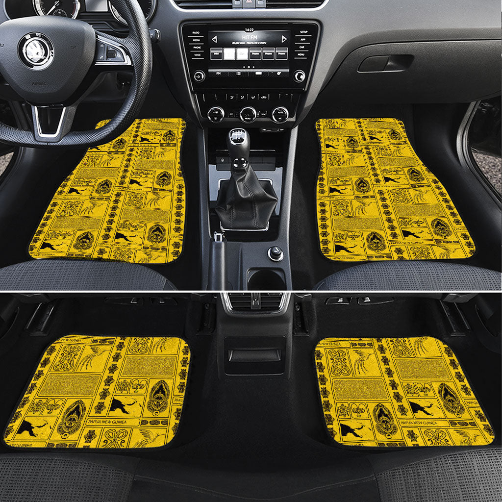 Papua New Guinea Heritage Motif Car Mats Yellow Version LT05 Set 4pcs Yellow - Polynesian Pride