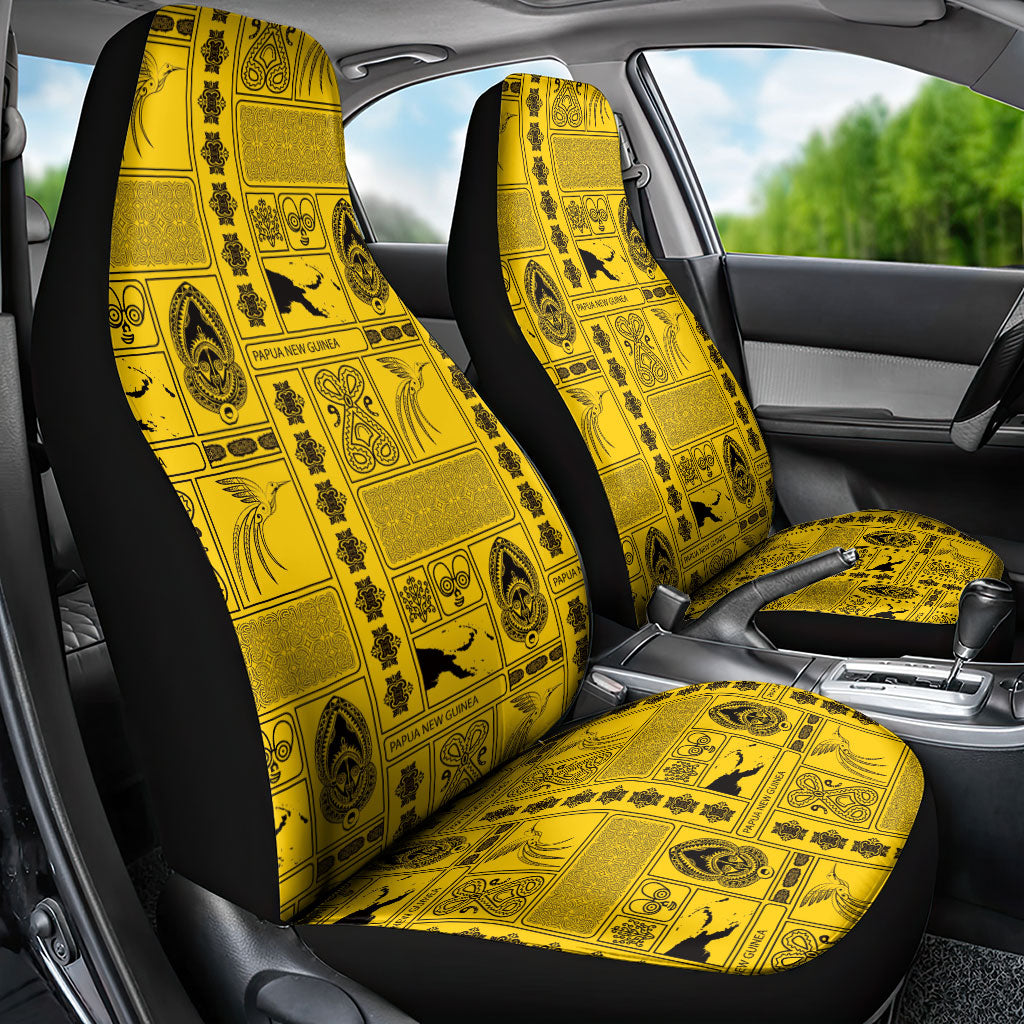 Papua New Guinea Heritage Motif Car Seat Cover Yellow Version