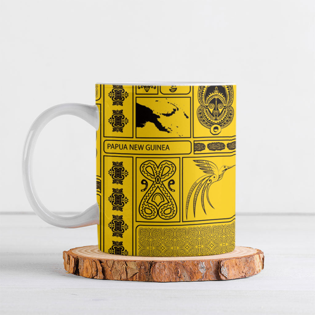 Papua New Guinea Heritage Motif Ceramic Mug Yellow Version
