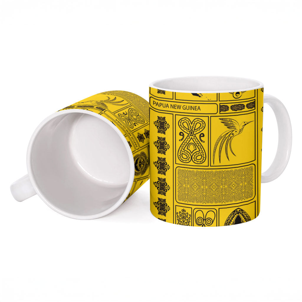 Papua New Guinea Heritage Motif Ceramic Mug Yellow Version