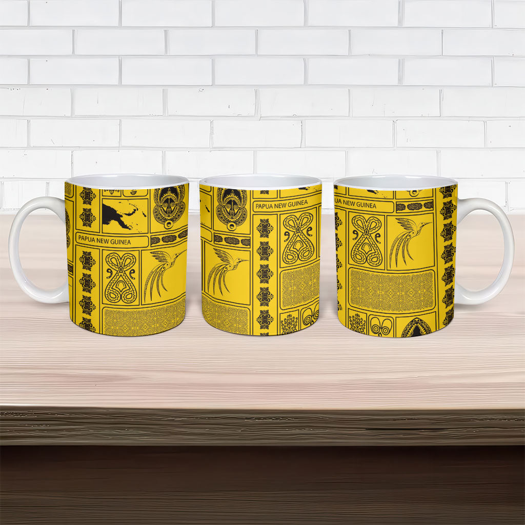 Papua New Guinea Heritage Motif Ceramic Mug Yellow Version