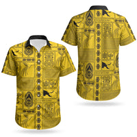 Papua New Guinea Heritage Motif Couples Matching Mermaid Dress and Hawaiian Shirt Yellow Version