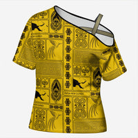 Papua New Guinea Heritage Motif Cross Shoulder Shirt Yellow Version