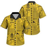 Papua New Guinea Heritage Motif Family Matching Summer Maxi Dress and Hawaiian Shirt Yellow Version