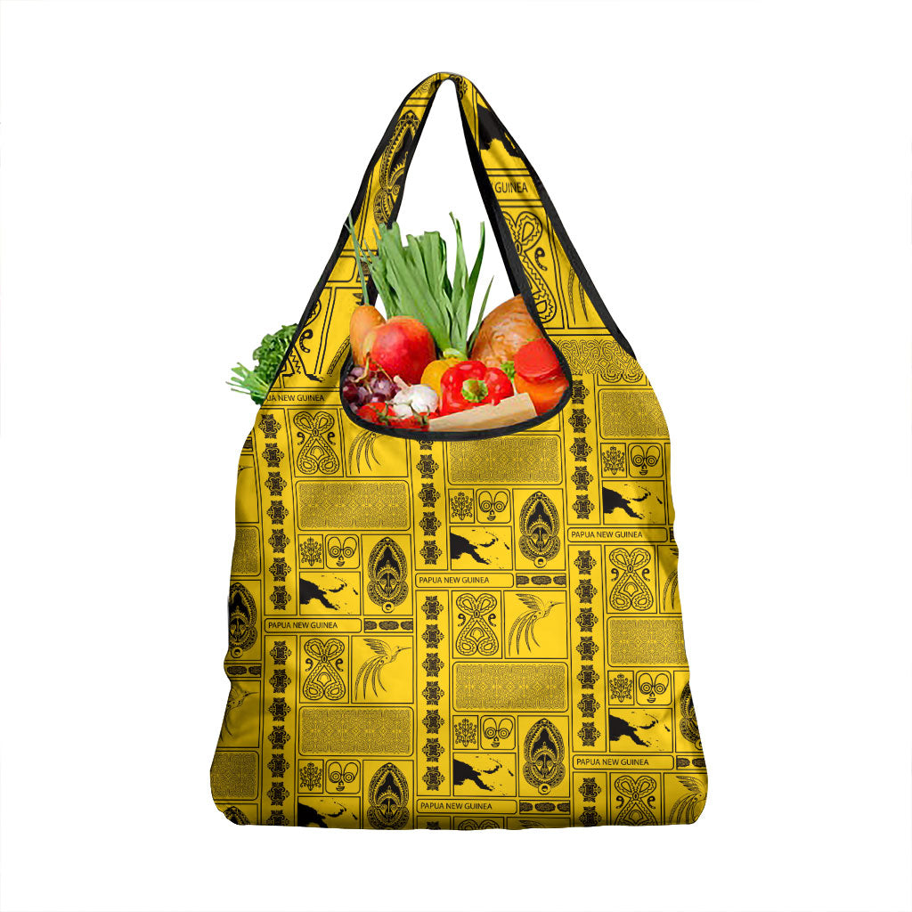 Papua New Guinea Heritage Motif Grocery Bag Yellow Version