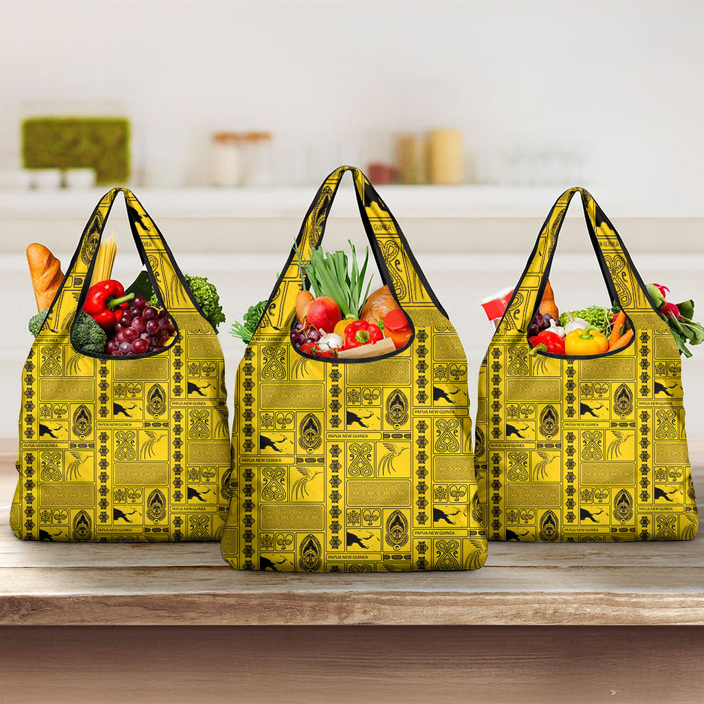Papua New Guinea Heritage Motif Grocery Bag Yellow Version