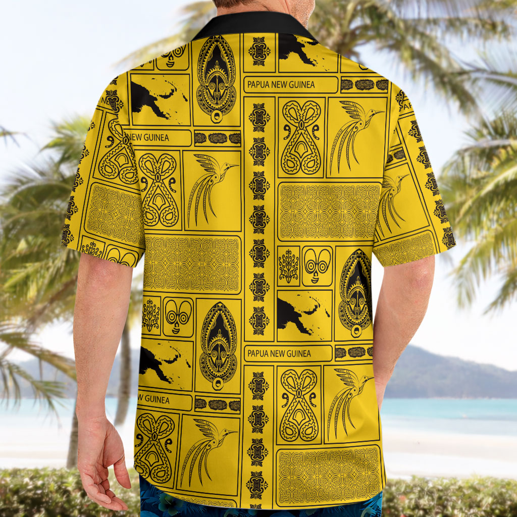 Papua New Guinea Heritage Motif Hawaiian Shirt Yellow Version