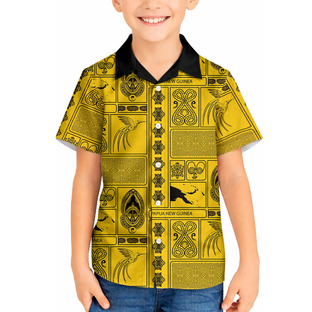Papua New Guinea Heritage Motif Hawaiian Shirt Yellow Version