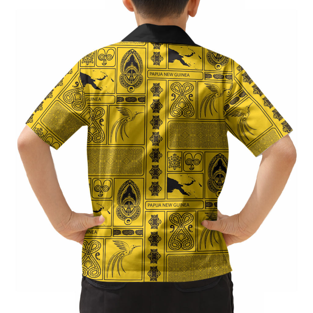 Papua New Guinea Heritage Motif Hawaiian Shirt Yellow Version