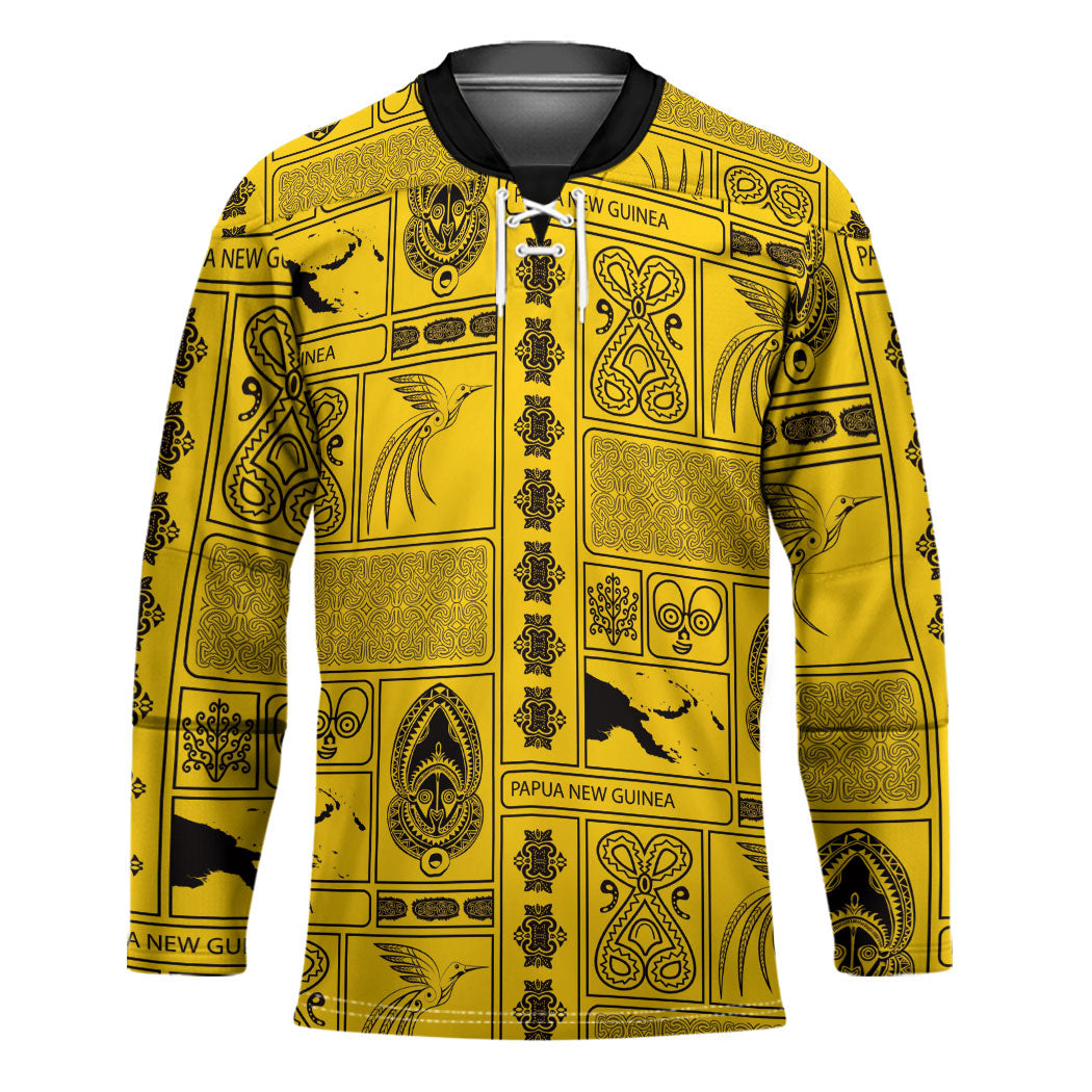 Papua New Guinea Heritage Motif Hockey Jersey Yellow Version