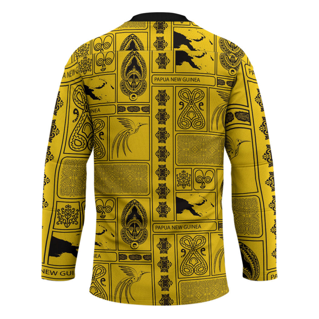 Papua New Guinea Heritage Motif Hockey Jersey Yellow Version