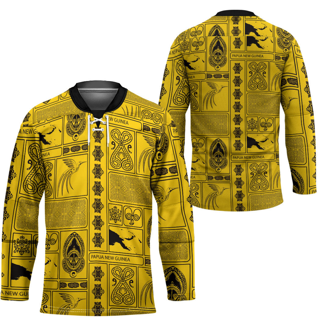 Papua New Guinea Heritage Motif Hockey Jersey Yellow Version