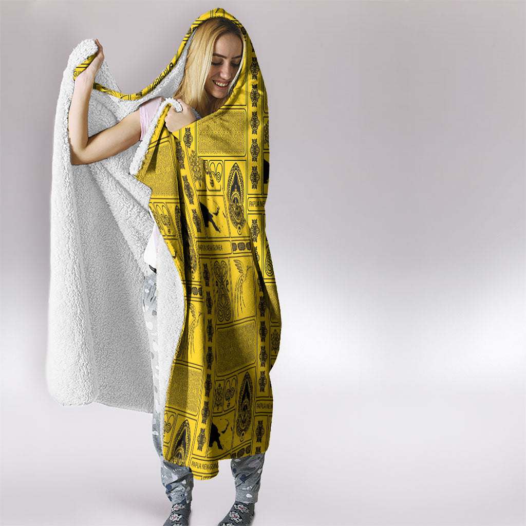 Papua New Guinea Heritage Motif Hooded Blanket Yellow Version