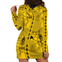 Papua New Guinea Heritage Motif Hoodie Dress Yellow Version