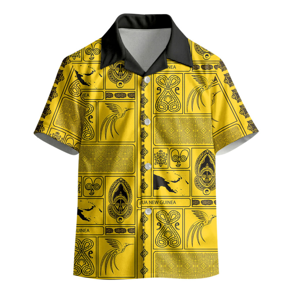 Papua New Guinea Heritage Motif Kid Hawaiian Shirt Yellow Version