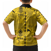 Papua New Guinea Heritage Motif Kid Hawaiian Shirt Yellow Version