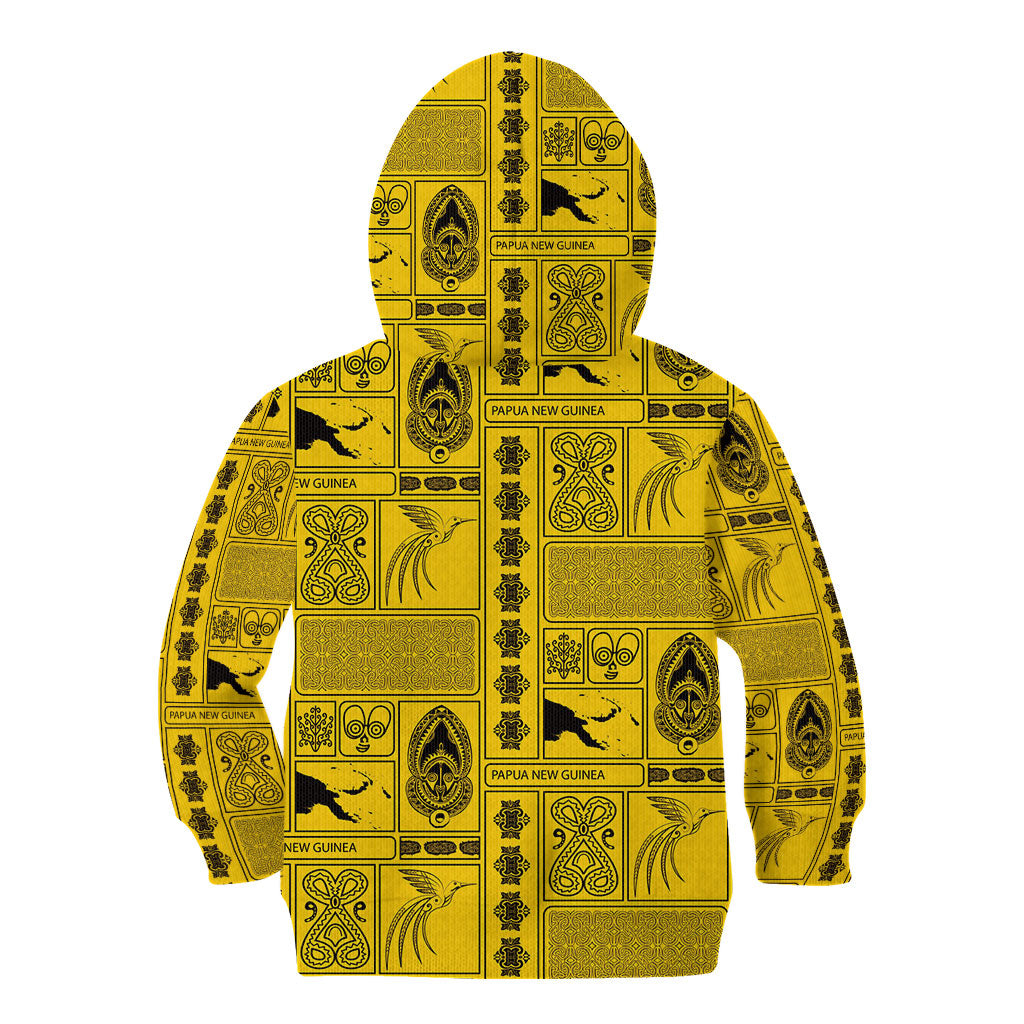 Papua New Guinea Heritage Motif Kid Hoodie Yellow Version