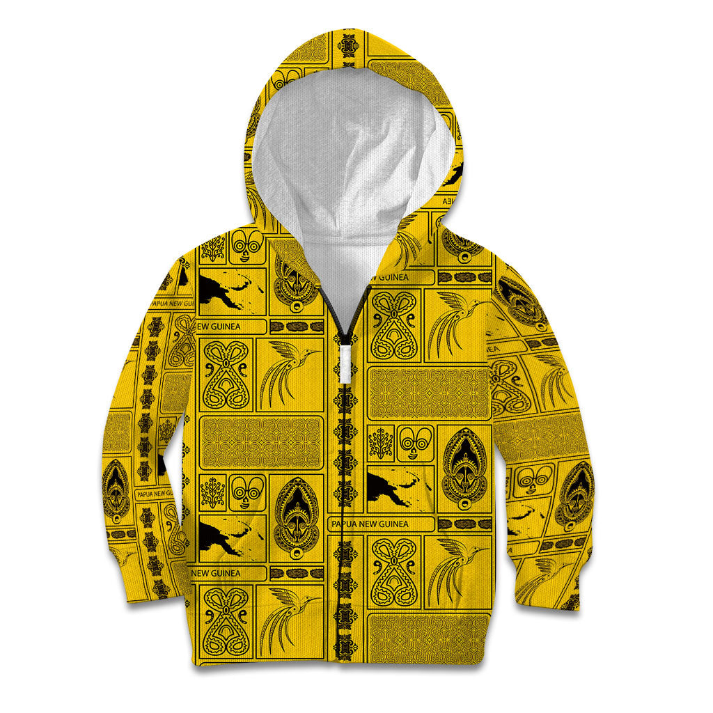 Papua New Guinea Heritage Motif Kid Hoodie Yellow Version