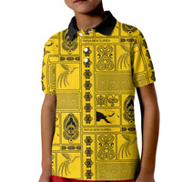 Papua New Guinea Heritage Motif Kid Polo Shirt Yellow Version