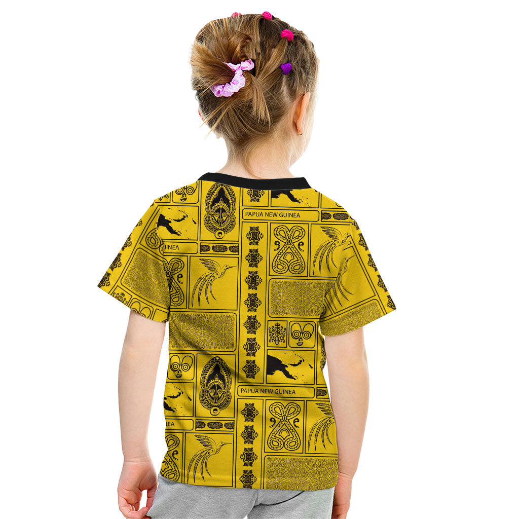 Papua New Guinea Heritage Motif Kid T Shirt Yellow Version