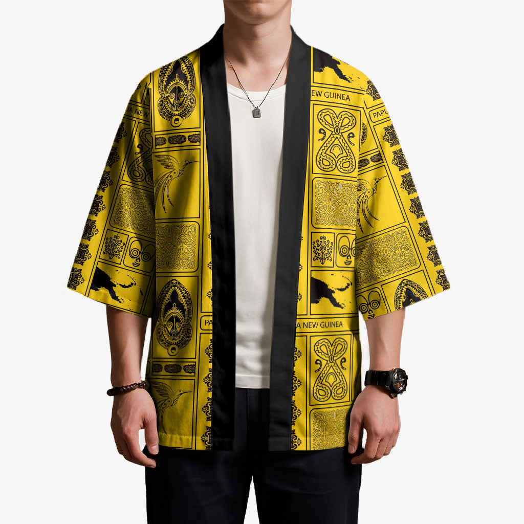 Papua New Guinea Heritage Motif Kimono Yellow Version