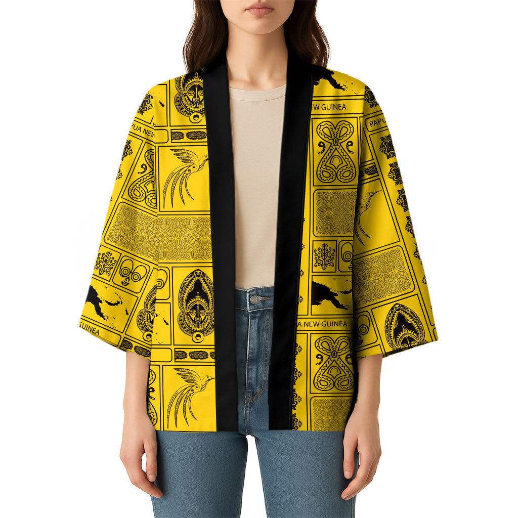 Papua New Guinea Heritage Motif Kimono Yellow Version
