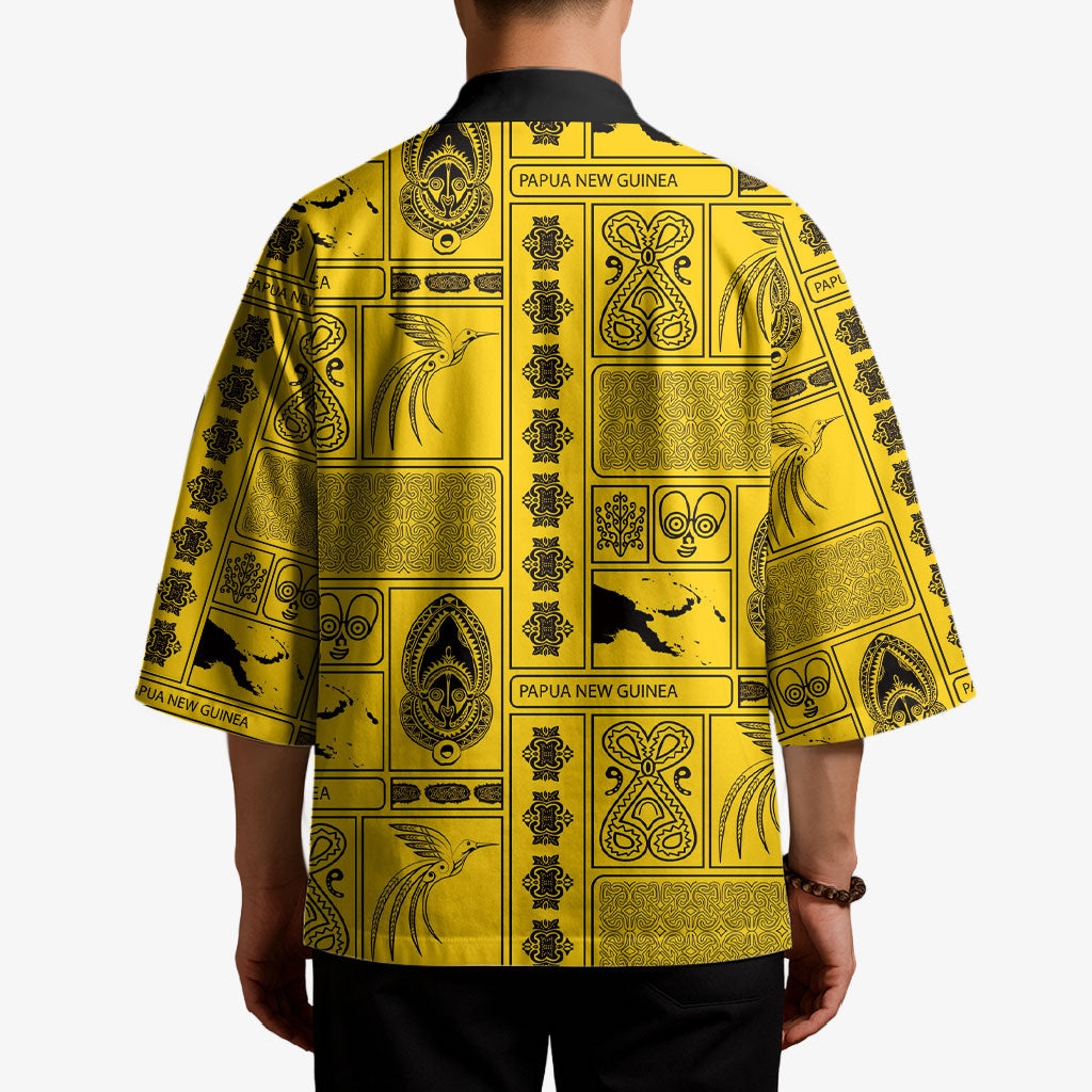 Papua New Guinea Heritage Motif Kimono Yellow Version