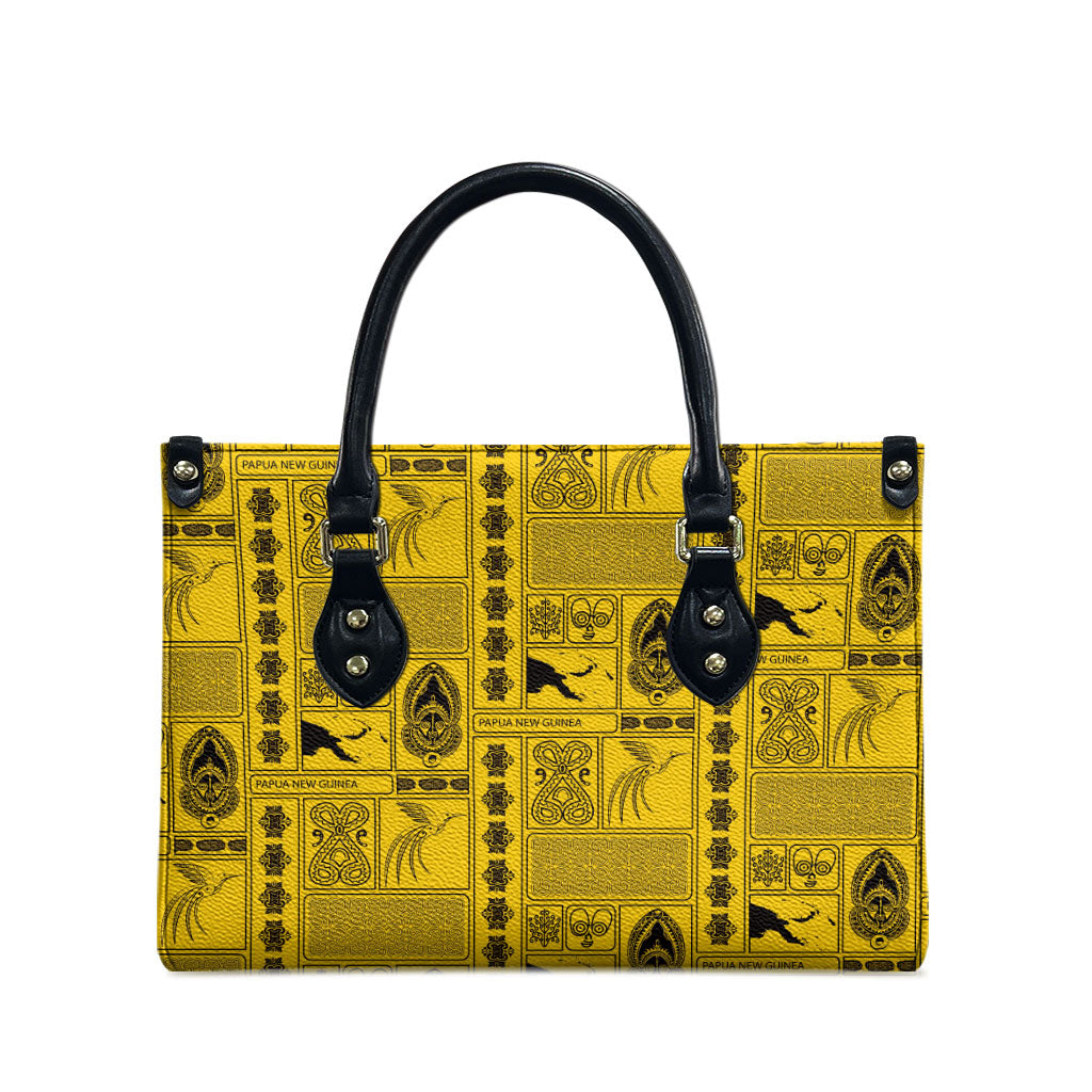 Papua New Guinea Heritage Motif Leather Bag Yellow Version