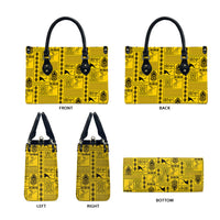 Papua New Guinea Heritage Motif Leather Bag Yellow Version