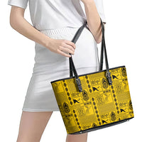 Papua New Guinea Heritage Motif Leather Tote Bag Yellow Version