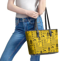 Papua New Guinea Heritage Motif Leather Tote Bag Yellow Version