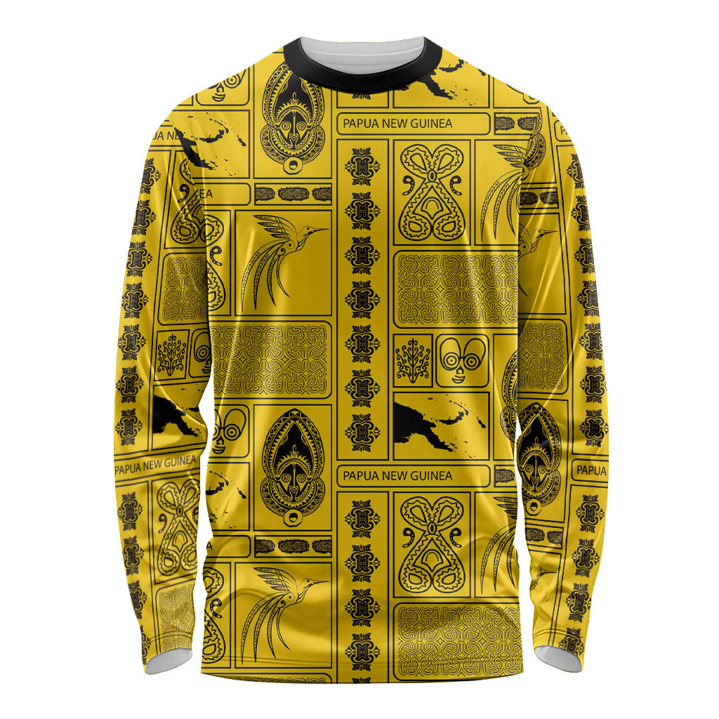 Papua New Guinea Heritage Motif Long Sleeve Shirt Yellow Version