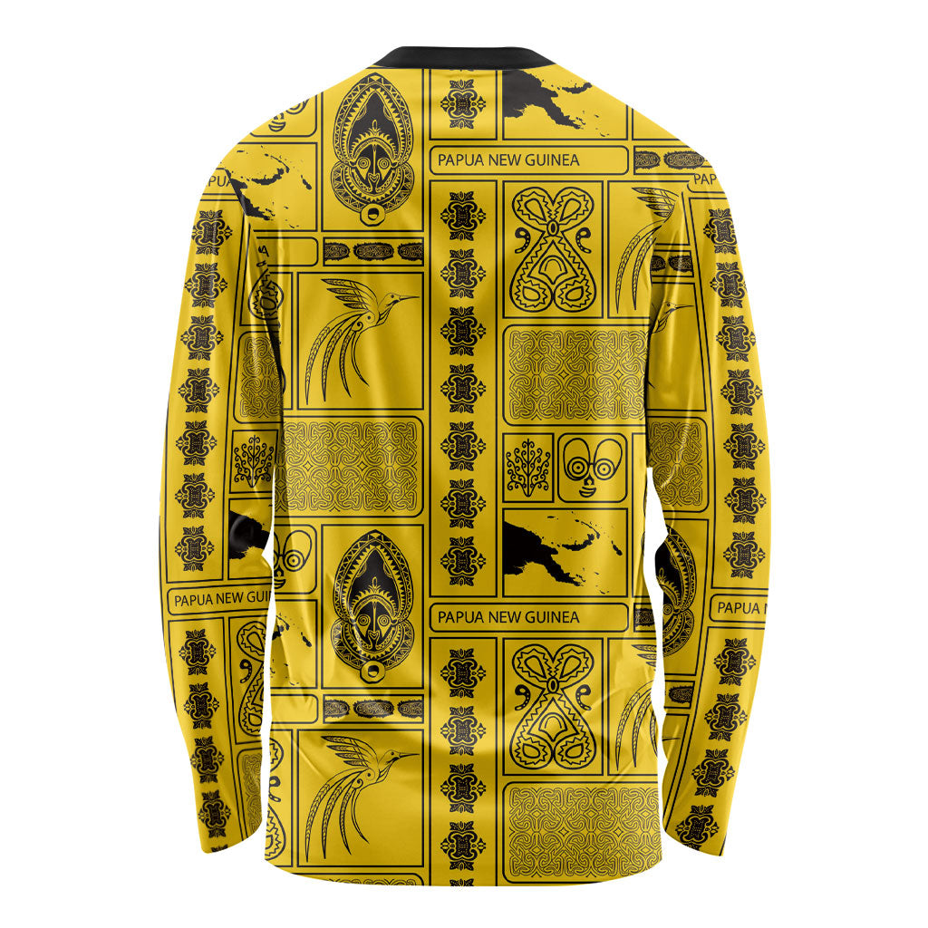 Papua New Guinea Heritage Motif Long Sleeve Shirt Yellow Version