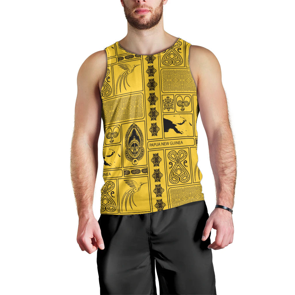 Papua New Guinea Heritage Motif Men Tank Top Yellow Version