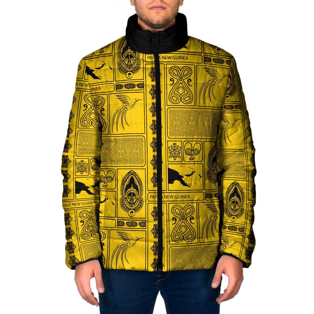 Papua New Guinea Heritage Motif Padded Jacket Yellow Version