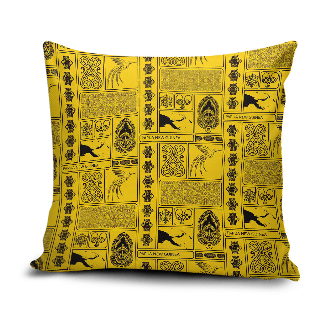 Papua New Guinea Heritage Motif Pillow Cover Yellow Version LT05 Yellow - Polynesian Pride