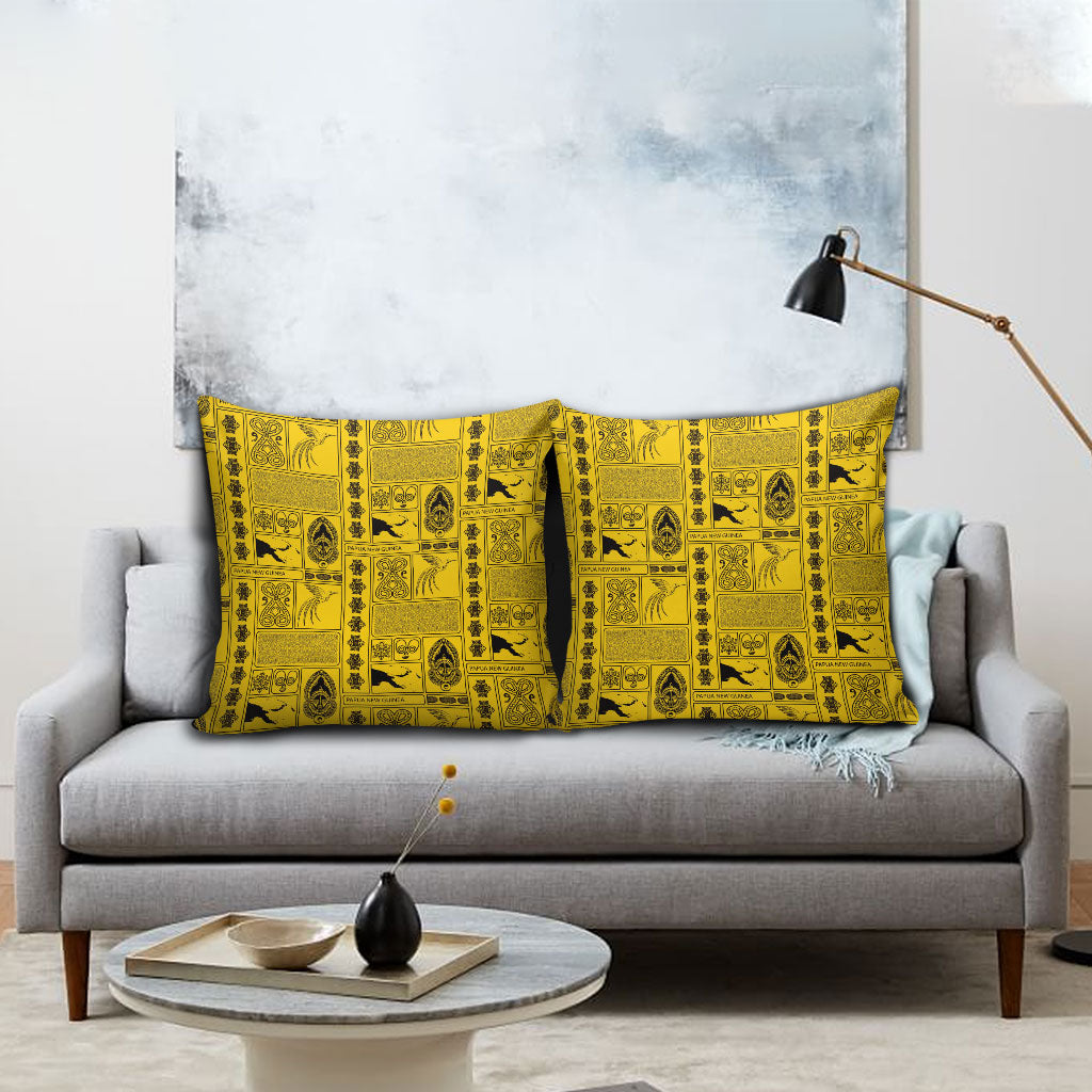 Papua New Guinea Heritage Motif Pillow Cover Yellow Version